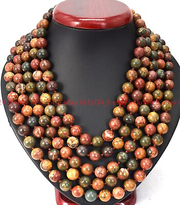 #ad Natural 6 8 10mm Multicolor Picasso Jasper Gemstone Round Beads Necklace 14 100quot; $11.99