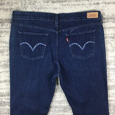 #ad Levi#x27;s 505 Jeans Womens 16 High Rise Straight Dark Wash Blue Measure 36x30 $14.95