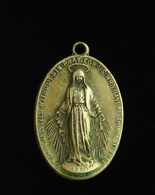 #ad Vintage Mary Miraculous Medal Religious Holy Catholic $7.99