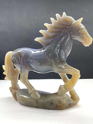 #ad TOP Natural Agate Quartz Carved Horse Skull Crystal Reiki Healing Gem Decor $468.12