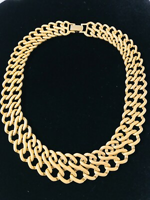 #ad GOLD TONE CHOKER STYLE DOUBLE S LINK NECKLACE $17.00