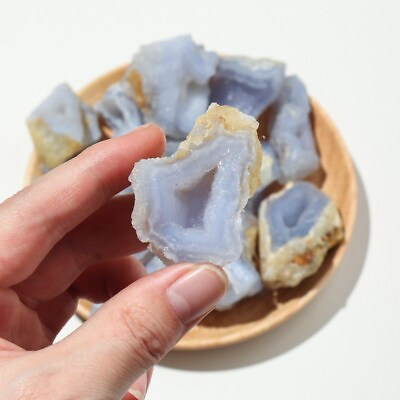 #ad 30 50g Natural Blue Chalcedony Agate Raw Stone Quartz Blue Lace Crystal Gemstone $4.36