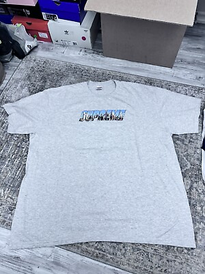 #ad Gray Silver Supreme New York City T Shirt Men#x27;s Size XXL $46.00