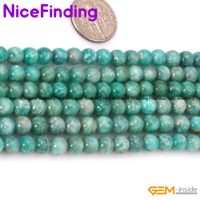 #ad Natural Round Dark Green Russian Amazonite Round Stone Beads For Jewelry Making $7.68