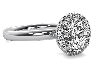#ad Halo 2.80 Ct VVS2 F Round Cut Lab Created Diamond Engagement Ring 14k White Gold $3375.00
