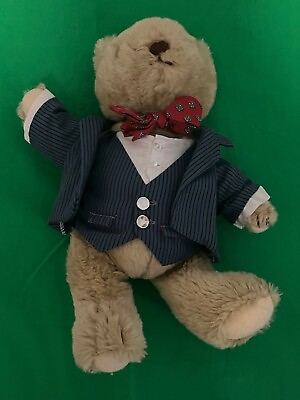 #ad 1985 Gorham Lord Sterling Golden Brown Jointed Teddy Bear Plush Toy 14quot; Tall $11.00