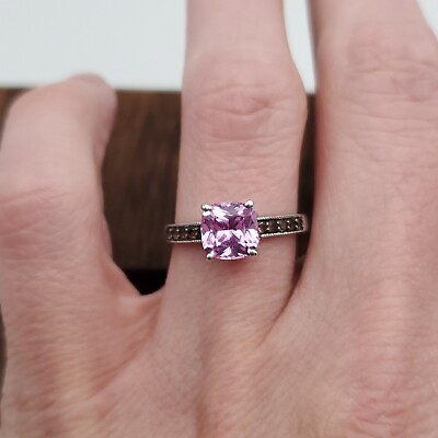 #ad Size 7 925 Sterling Silver Beautiful Pink Sapphire With Smoky Quartz Ring $75.00