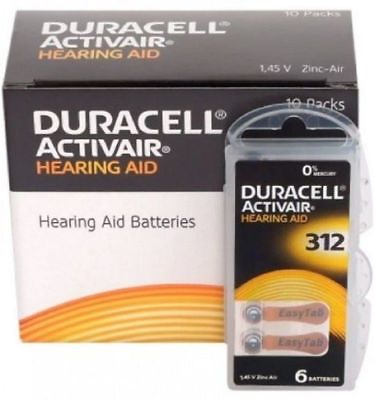 #ad Fresh Lot 6 to 300 Duracell Activair Hearing Aid Batteries Size 312 Fast Ship $23.49