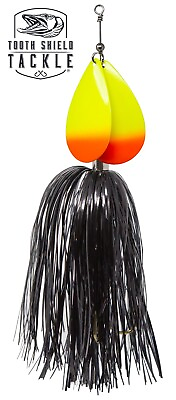#ad Tooth Shield Tackle 309 Musky Bucktail Muskie Inline Spinner Black Flame $24.95
