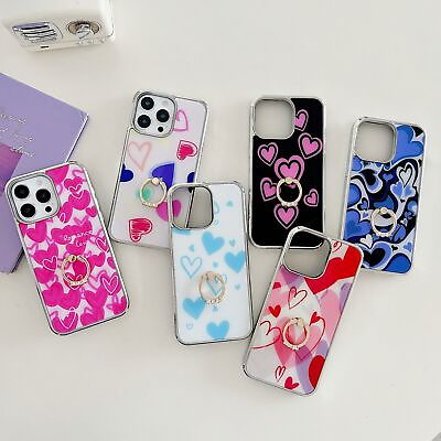 #ad Ring Bling Plated Love Heart Butterfly Phone Case for iPhone 15 13 14 Pro Max $7.57