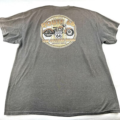 #ad Gildan Route 66 The Mother Road Motorcycle Biker Tee Shirt Size XL Mens Gray $11.99