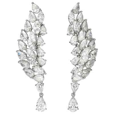 #ad Classic 16.45 CT Marquise amp; Pear Cut White CZ Chandelier Drop Earrings In 925 SS $160.00