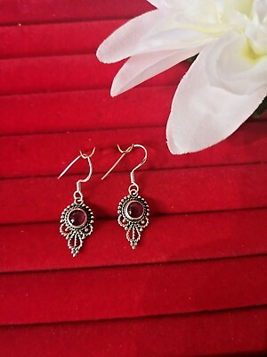 #ad STERLING SILVER 925 NICE DESIGN OF DANGLING EARRING WITH STONE E6 10 GBP 17.99
