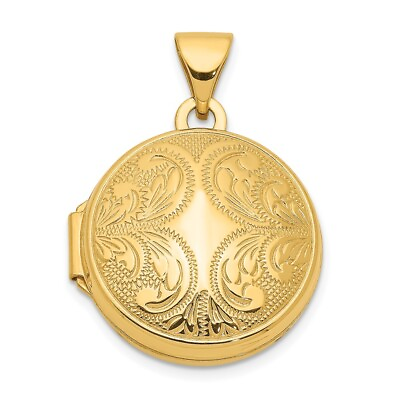 #ad Real 14kt Yellow Gold 16mm Round Locket with Scroll Design $183.91