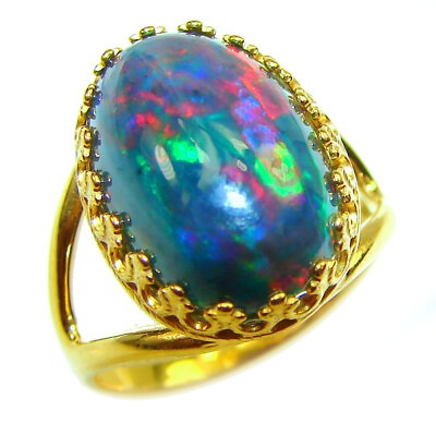 #ad A COSMIC POWER Genuine 19.9 carat Black Opal Colombian Emerald 18K Gold over $232.99