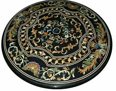 #ad 30quot; black Marble Dining Center Table Top inlay antique Mosaic round hotel table $1211.00