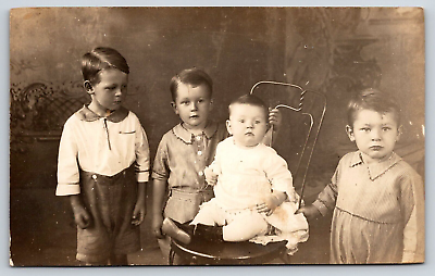 #ad Original Old Vintage Antique Postcard Photo Picture Image Boys Girl Children AZO $5.99