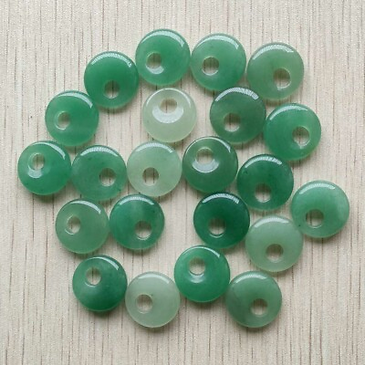 #ad Natural Green Aventurine Gogo Donut Pendants Beads 18mm for Jewelry Making 12pcs $14.24