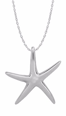 #ad Sterling Silver Star Fish Starfish Charm Necklace 28mm 18quot; $29.25