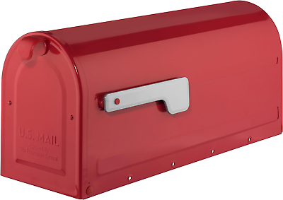 #ad RED Retro Post Mount Mailbox Storage Heavy Duty Metal Rural Vintage Outdoor $39.99