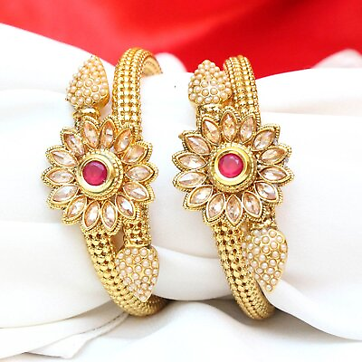 #ad Indian Bollywood Gold Plated Fashion Jewelry Ethnic Bangles Bracelet Set $23.05