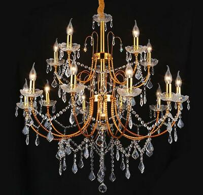 #ad Crystal Chandelier LED Brightness Gold metal Crystal Candle Ceiling Lighting yc $332.67