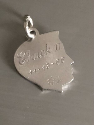 #ad Vintage 60’s ‘Chuck II’ Boy Silhouette Sterling Charm Forstner Engraved $7.50
