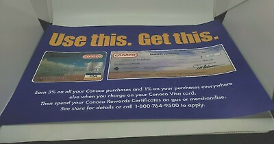 #ad CONOCO Plastic Gas Pump Topper insert Sign 24x15 Visa Credit Card $55.00