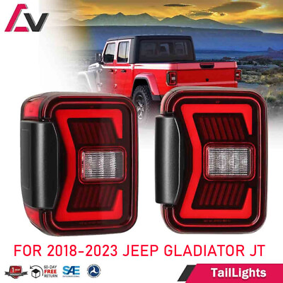 Pair LED Tail Light for 20 23 Jeep Gladiator JT Red Sequential Signal Black Lamp $280.45