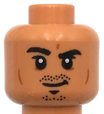 #ad #ad Lego New Nougat Minifigure Head Black Eyebrows and Stubble Eyebrow Raised Part $1.79