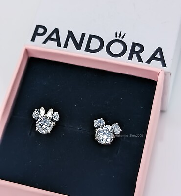 #ad NEW PANDORA Disney Mickey Mouse amp; Minnie Mouse Sparkling Stud Earrings 293219C01 $68.00
