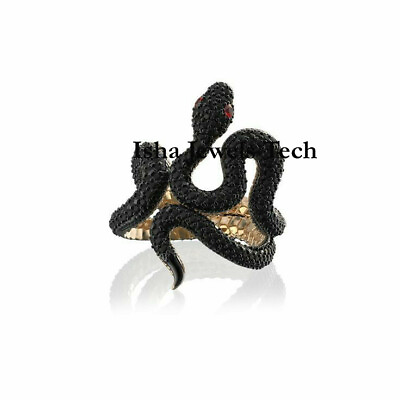 #ad Snake Ring Jewelry Natural Black Onyx Gemstone 925 Sterling Silver Snake Ring $299.00
