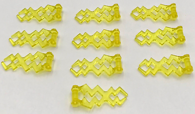 #ad Lego 10 New Trans Yellow Wave Angular Double with Bar Handle Electric Zigzag $4.99