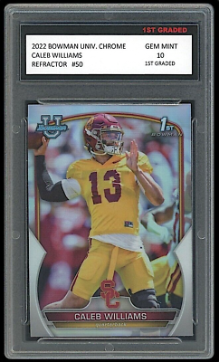 #ad Caleb Williams 2022 Bowman University Chrome Refractor 1st Graded 10 Rookie Card $80.99
