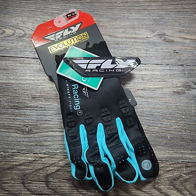 #ad Fly Racing Strobe Gloves Mens L Evolution Dst Se Black electric Blue $9.99