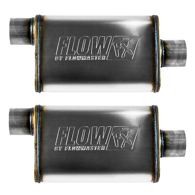 #ad Flowmaster Flow FX Stainless Street Mufflers 3quot; Offset In 3quot; Center Out Set of 2 $119.90
