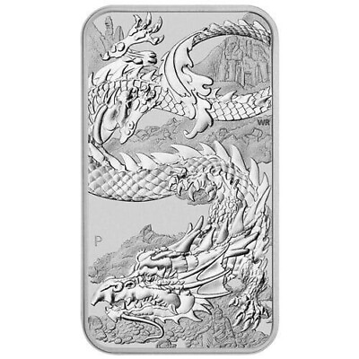 #ad 2023 Australia Dragon Bar BU 1 oz .999 Silver Coin Bar in flip PERTH MINT $39.88