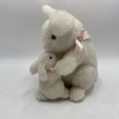 #ad Vintage Dakin White Bunny Pair Plush Stuffed Animal Hippity and Hop Mother Baby $27.95