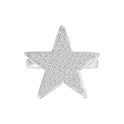 #ad 18K White Gold Plated Star Shaped Ring Cubic Zirconia UNISEX Men Women $11.00