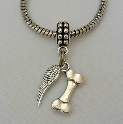 #ad Dog Bone Angel Wing Memory Memorial Dangle For European Charm Pendant Bracelet $12.98