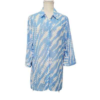 #ad Chicos Long Line 3 4 Sleeve Button Down Tunic Women L $31.25