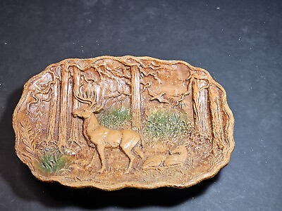 #ad Composition Deer plate 9quot;x 7quot; Forest scene. $14.99