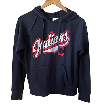 #ad Campus Lifestyle Cleveland Indians Sweatshirt Hooded Navy Red Silver Baseball S $24.99