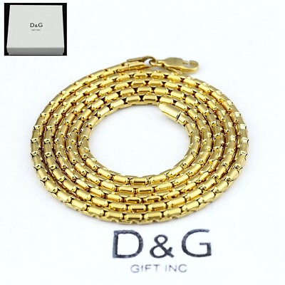 #ad NEW DG Gift Mens Unisex Stainless Steel 24quot; Gold Round 4mm Chain Necklace Box $18.99
