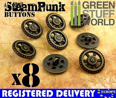 #ad 8x Steampunk Buttons FLYWHEEL GEARS Bronze 7 8quot; 23mm Metal Shank button $8.99