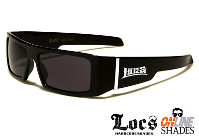 LOCS Rectangular Gangster BLACK Shades Mens Designer Sunglasses Dark Lens NEW $9.95