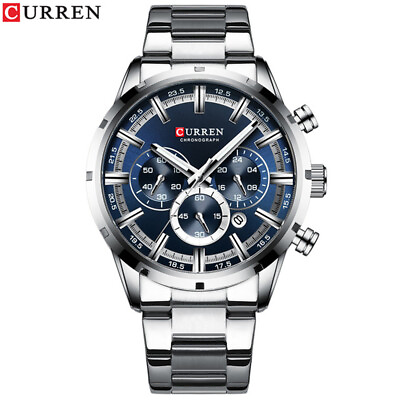 #ad CURREN Men Wristwatch with Calendar Chronograph Business Male Steel Quartz Watch $21.53