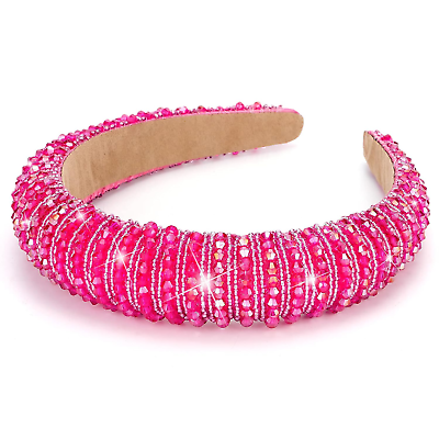 #ad #ad Hot Pink Headband Fashion Rhinestone Headband Women Padded Headband Fancy Bli $14.38