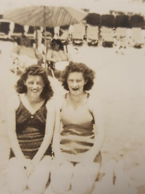 #ad Vintage Photo 2 Women Bathing Suits at Beach Bamp;W Atlantic City Women#x27;s Interest $13.99
