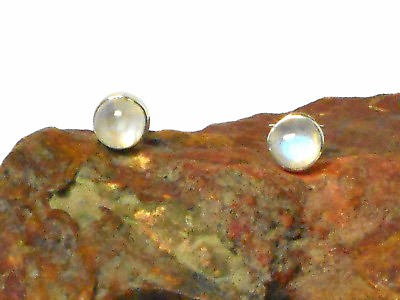 #ad Round MOONSTONE Sterling Silver 925 Gemstone Stud Earrings 5 mm $19.99